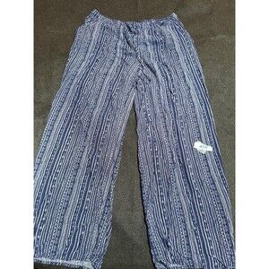 Love Wish Maternity Womens Pants XL Extra Large Blue White Boho Bottoms